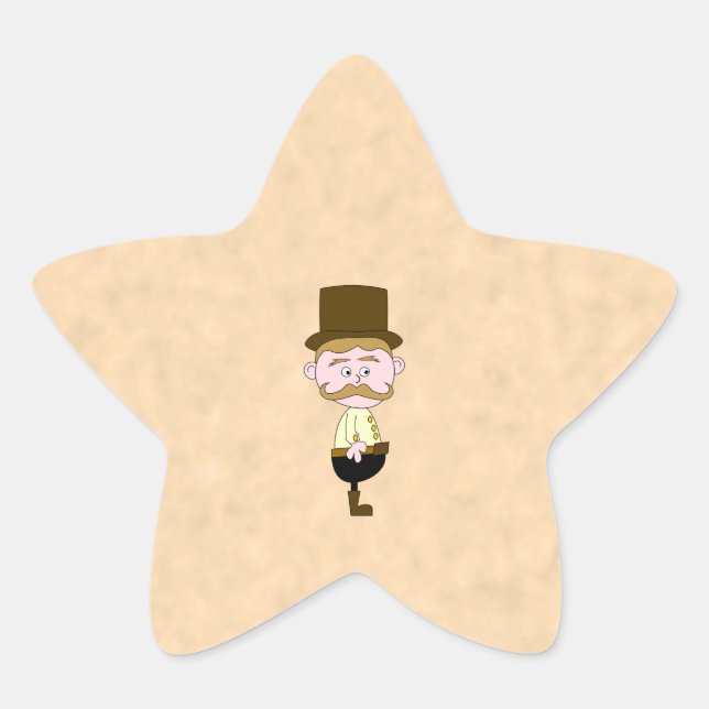 Gentleman with Top Hat and Mustache. Custom Star Sticker (Front)