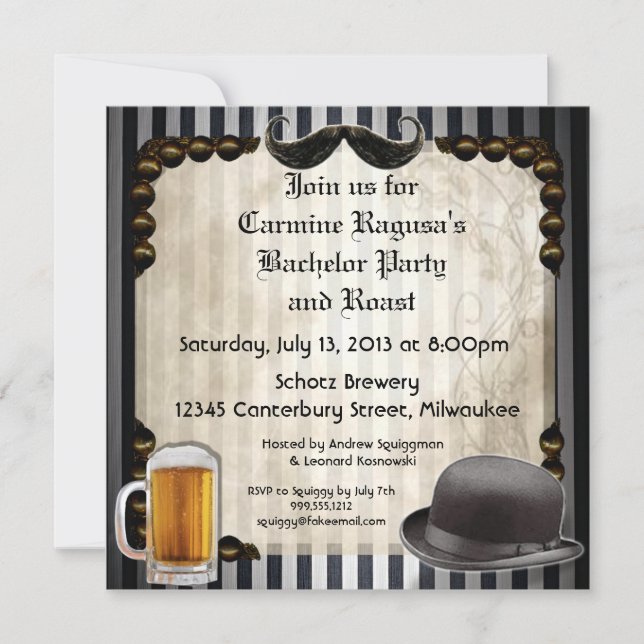 Gentleman's Bachelor Party Invitations, Version 7 Invitation (Front)