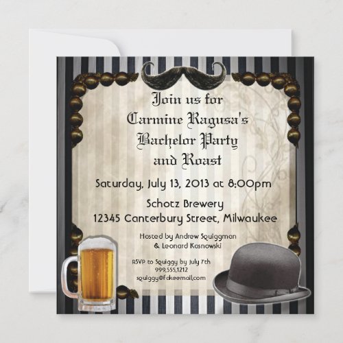 Gentleman's Bachelor Party Invitations, Version 7
