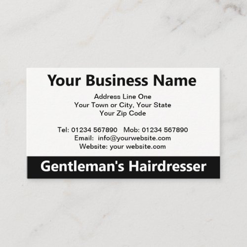 Gentlemans Hairdresser Cartoon Business Card
