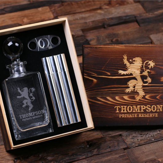 Gentleman's Set: Cigar Cutter & Whiskey Decanter (Inside)