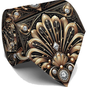 Gentleman's Tie Art Deco Faux Diamond Neck Ties