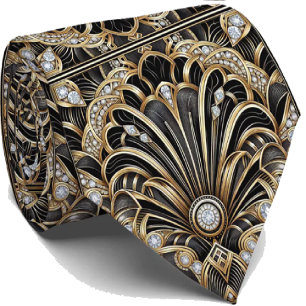 Gentleman's Tie Art Deco Faux Diamond Neck Ties