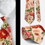 Gentleman's Tie | Wedding & Event Floral Necktie<br><div class="desc">Red Cream Ivory Flowers Beautiful Flowers Floral Roses Neck Tie. Great for formal occasions and weddings!</div>