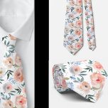 Gentleman's Tie | Wedding & Event Floral Necktie<br><div class="desc">Pink Peach Dusty Light Blue Flowers Beautiful Flowers Floral Roses Neck Tie. Great for formal occasions and weddings!</div>