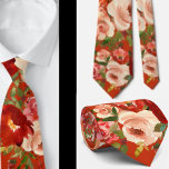 Gentleman's Tie | Wedding & Event Floral Necktie<br><div class="desc">Red Cream Ivory Flowers Beautiful Flowers Floral Roses Neck Tie. Great for formal occasions and weddings!</div>
