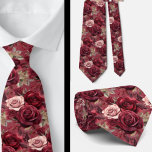 Gentleman's Tie | Wedding & Event Floral Necktie<br><div class="desc">This Burgundy Deep Red MAuve Roses Blush Pink with Greenery Watercolor Pattern Neck Tie is a perfect blend of elegance and artistry. Crafted with a stunning watercolor design, this tie features rich burgundy roses paired with lush greenery, creating a sophisticated and eye-catching pattern. The vibrant hues of deep red and...</div>