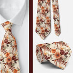 Gentleman's Tie | Wedding & Event Floral Necktie<br><div class="desc">A boho floral brown orange and gold watercolor necktie blends earthy tones with elegant metallic accents to create a sophisticated yet free-spirited look. The design features a watercolor-inspired pattern, with soft, flowing florals in warm shades of brown, ochre, and beige. These flowers are intertwined with delicate green leaves, creating a...</div>