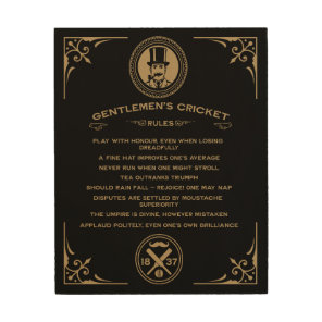 Gentlemans Victorian Cricket Rules Art