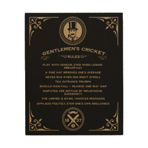 Gentlemans Victorian Cricket Rules Art