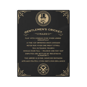 Gentlemans Victorian Cricket Rules Art