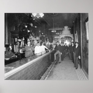 Gentlemen At The Bar, 1910. Vintage Photo Poster