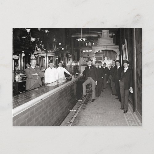 Gentlemen Drinking At The Bar 1910 Postcard