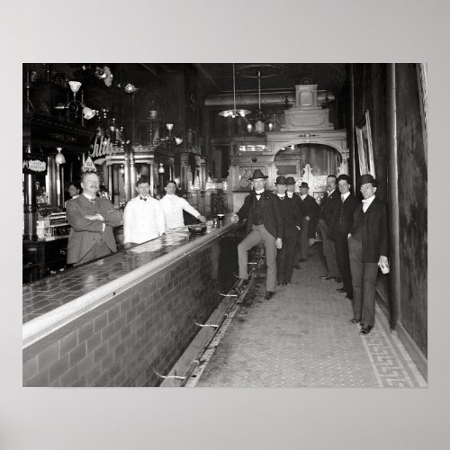 Gentlemen Drinking At The Bar 1910 Vintage Photo Poster
