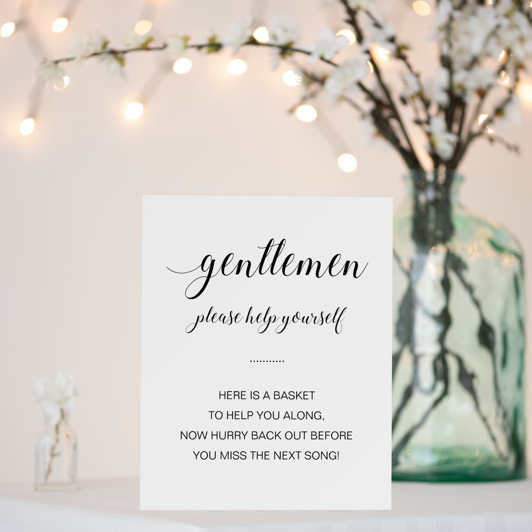 Gentlemen Men's Bathroom Basket Elegant Wedding Foam Board Zazzle