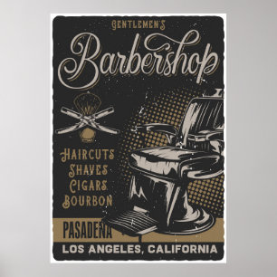Gentlemen’s Barbershop Retro Haircuts Shaves Poster
