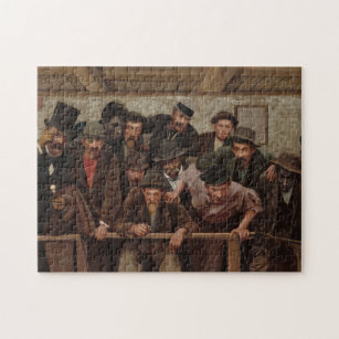 Gentlemen Watching a Cockfight by Horace Bonham Jigsaw Puzzle
