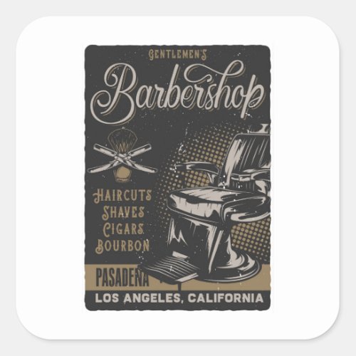 Gentlemens Barbershop Square Sticker