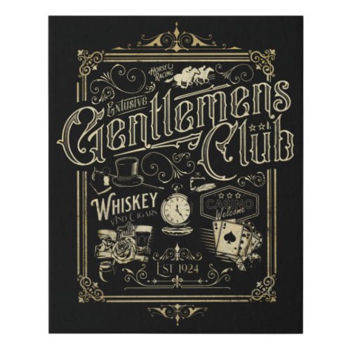 Gentlemens Club Retro Faux Canvas Print