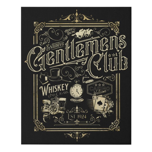 Gentlemen's Club Retro Faux Canvas Print (Front)