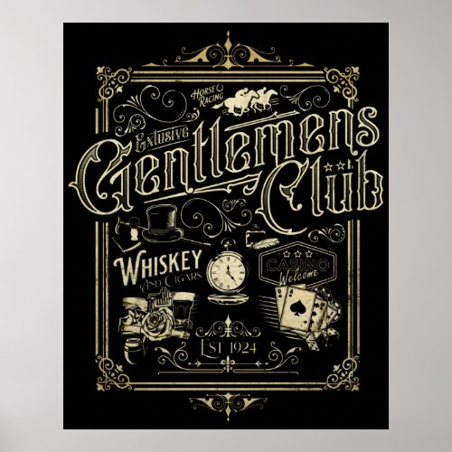 Gentlemens Club Retro Poster