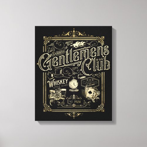 Gentlemens Club Retro Poster Canvas Print