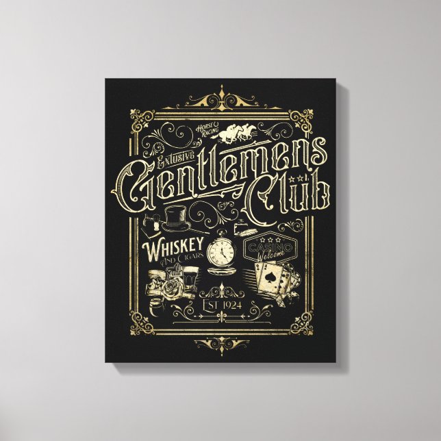 Gentlemen's Club Retro Poster Canvas Print (Front)