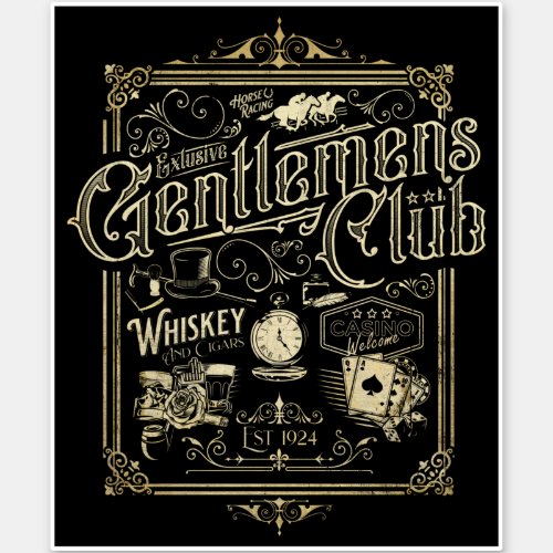 Gentlemens Club Retro Sticker