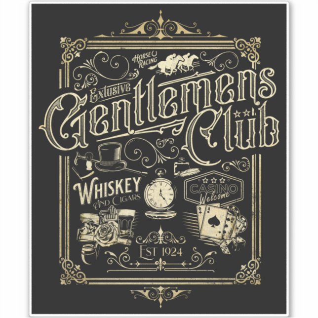 Gentlemen's Club Retro Sticker (Front)