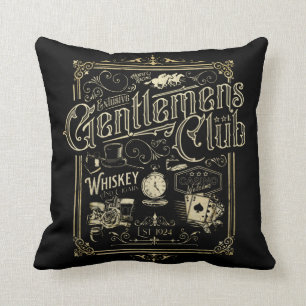 Gentlemen's Club Retro Throw Pillow