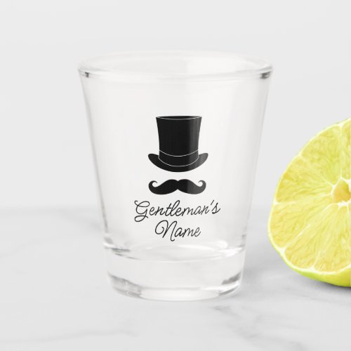 Gentlemens dapper hat and mustache custom drink shot glass