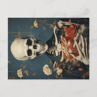Gently Skeleton with B-Day Gift in Hand Postcard