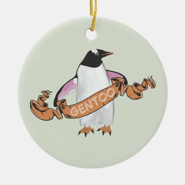 Gentoo penguin ceramic ornament (Front)