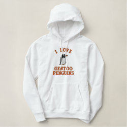 Gentoo Penguin Embroidery Embroidered Ladies Pullover Hoodie