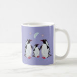 Gentoo Penguin Greetings Mugs<br><div class="desc">Graphic illustration of a penguin family under the moon and stars.  Enjoy the beauty of animals in nature by Magins Creations.</div>