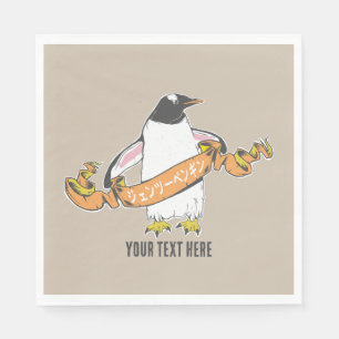 Gentoo penguin Japanese writing Kanji Napkins
