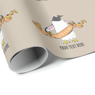 Gentoo penguin Japanese writing Kanji Wrapping Paper