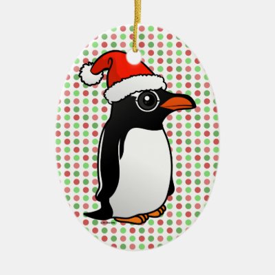 Gentoo Penguin Santa Ceramic Ornament