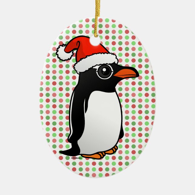 Gentoo Penguin Santa Ceramic Ornament (Front)