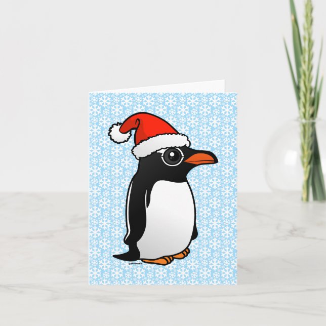 Gentoo Penguin Santa Holiday Card (Front)