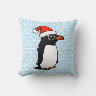 Gentoo Penguin Santa Throw Pillow