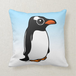 Cute Gentoo Penguin Cotton Throw Pillow