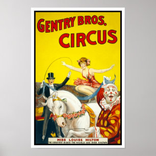 Gentry Bros. Circus, 1920. Vintage Advertising Poster