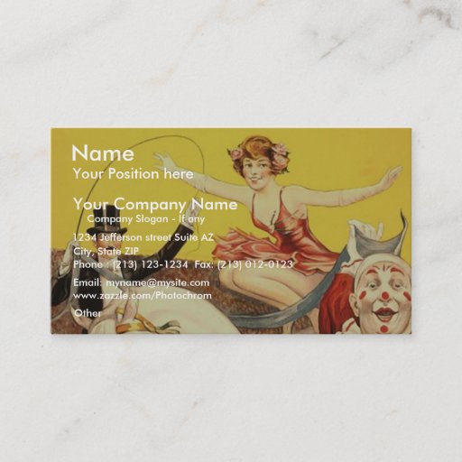 Customizable Gentry Bros. circus Miss Louise Hilton Business Card