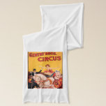 Gentry Bros. Circus Scarf<br><div class="desc">Gentry Bros. circus Miss Louise Hilton, the greatest rider the world has ever known. Circus poster showing Louise Hilton perched on a white horse, about to leap over a scarf held by a clown and a ringmaster.</div>