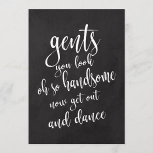 Gents Bathroom Affordable Chalkboard Wedding Sign Invitation