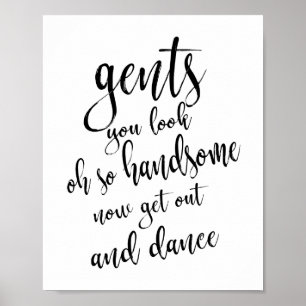 Gents Bathroom Black and White 8x10 Wedding Sign
