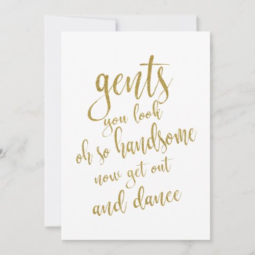 Gents Bathroom Gold Affordable Wedding Sign Invitation