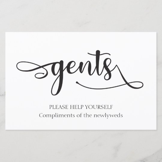 Gents Black White Bathroom Basket Wedding Sign Zazzle Com