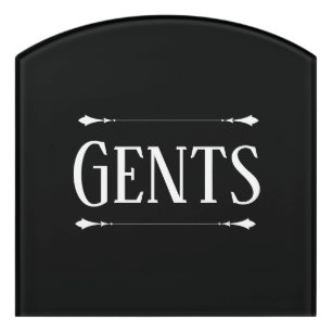 Gents Decorative Black Restroom Door Sign